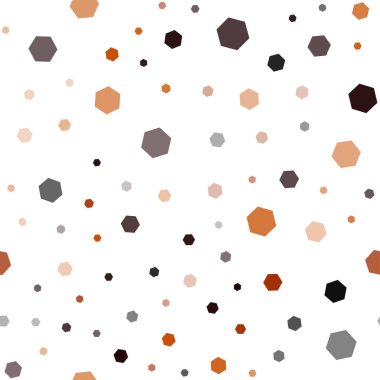 Koyu turuncu vektör altıgen şekillerle sorunsuz düzeni. Beyaz zemin üzerinde renkli altıgen yanarak bahislerin doğru. Reklamlar, el ilanları için desen.