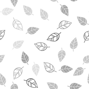 Işık gri vektör sorunsuz doodle zemin yaprakları ile. Belirsiz bir soyut illüstrasyon yaprakları karalamalar tarzı ile. Duvar kağıdı, kumaş üreticileri için modaya uygun bir tasarım.