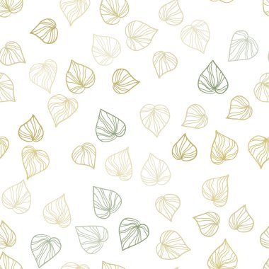 Açık yeşil, sarı vektör sorunsuz doodle düzen yaprakları ile. Parlayan illüstrasyon karalama stilinde yaprakları ile renkli. Desen tasarım kumaş, duvar kağıtları.