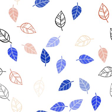 Açık mavi, sarı vektör sorunsuz zarif duvar kağıdı yaprakları ile. Doodle tarzı yaprakları ile yeni renkli resimde. Tekstil, kumaş, duvar kağıtları için tasarım.