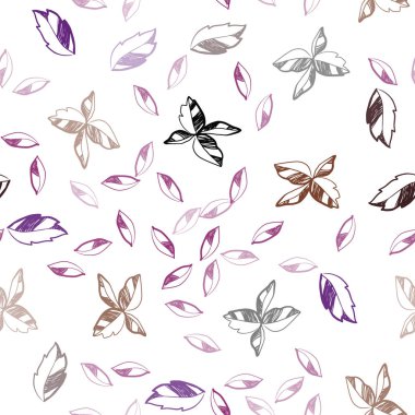 Koyu pembe, kırmızı yaprakları ile sorunsuz doodle desen vektör. Renkli resimde doodle tarzı yaprakları ile. Tekstil, kumaş, duvar kağıtları için tasarım.