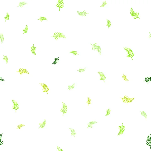 Hellgrünes Gelbes Vektornahtloses Doodle Layout Mit Blättern Bunte Abstrakte Illustration — Stockvektor