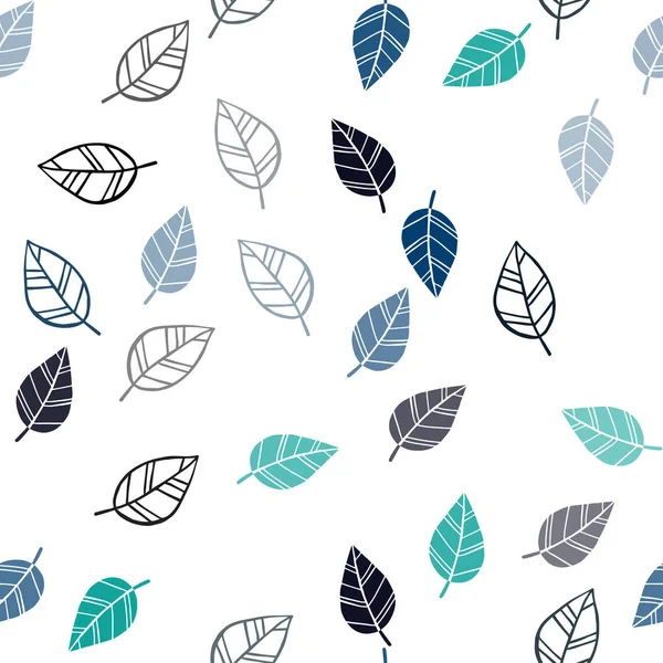 Dark Blue Green Vector Seamless Doodle Background Leaves Blurred Decorative — Stock Vector