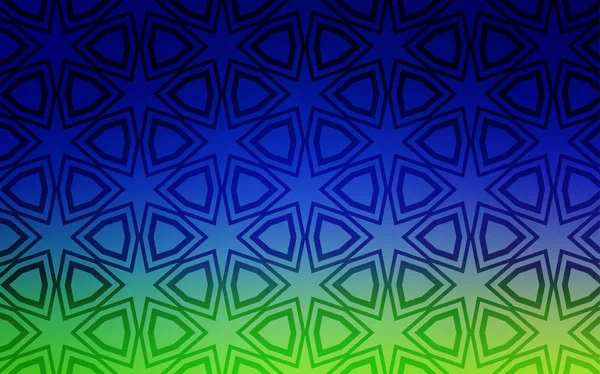浅蓝色 绿色矢量背景与彩色的星星 用彩色星的闪闪发光的抽象插图 包装礼品的图案 — 图库矢量图片
