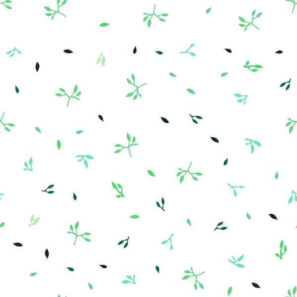 Fond Sans Couture Vecteur Vert Clair Doodle Avec Des Feuilles — Image vectorielle