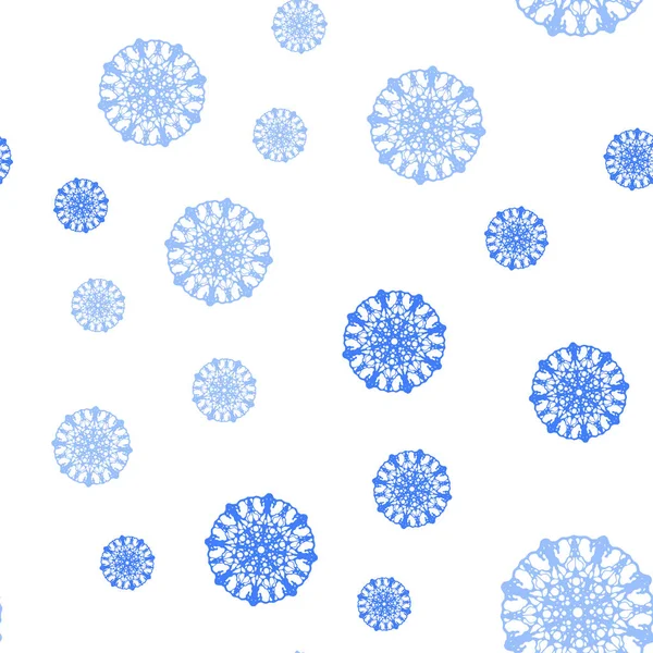 Lichtblauw Gele Vector Naadloze Patroon Met Kerst Sneeuwvlokken Glanzende Gekleurde — Stockvector