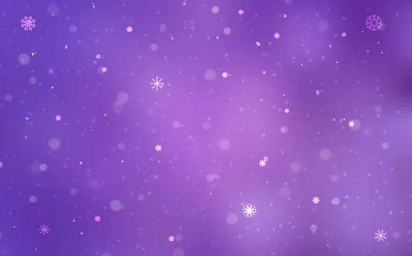 Светло Фиолетовое Векторное Покрытие Красивыми Снежинками Сияющая Цветная Иллюстрация Снегом — стоковый вектор