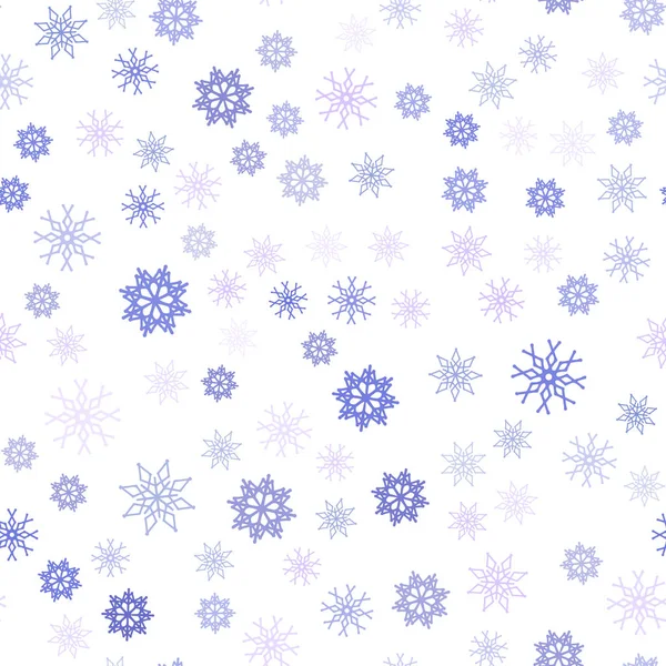 Rosa Claro Fondo Sin Costuras Vector Azul Con Copos Nieve — Vector de stock