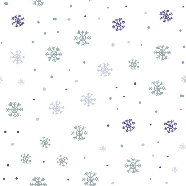 Hellblaues Vektor Nahtloses Muster Mit Weihnachtlichen Schneeflocken Buntes Dekorationsdesign Weihnachtlichen — Stockvektor