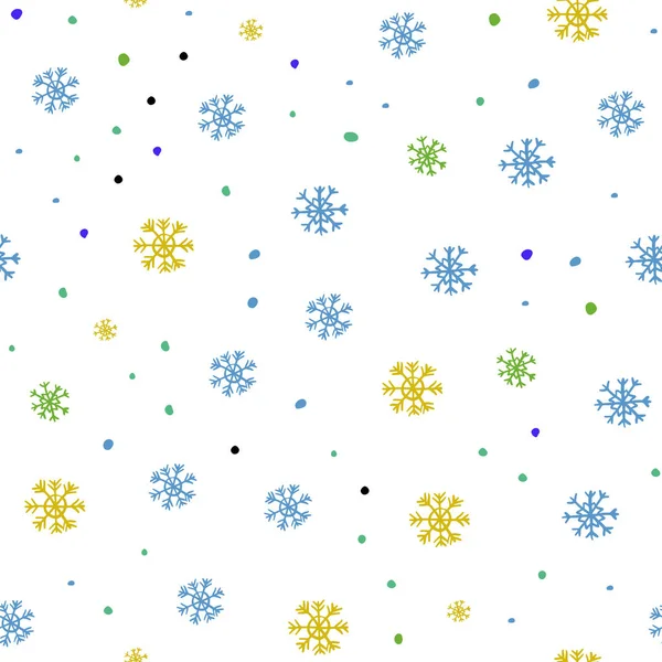 Luz Multicolor Vector Diseño Sin Costuras Con Copos Nieve Brillantes — Vector de stock