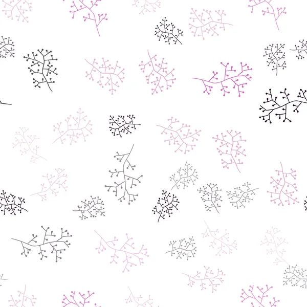 Dark Pink Вектор Бесшовный Элегантный Узор Ветками Дудл Иллюстрация Листьев — стоковый вектор