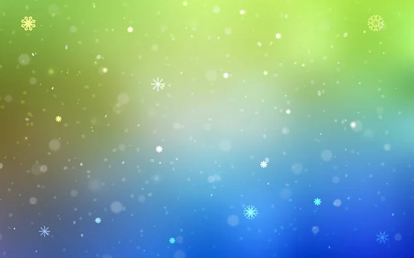 Bleu Clair Motif Vectoriel Vert Avec Flocons Neige Noël Illustration — Image vectorielle