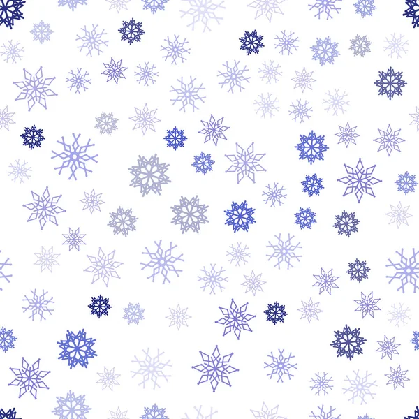 Hellrosa Blaues Vektor Nahtloses Muster Mit Weihnachtlichen Schneeflocken Leuchtende Farbige — Stockvektor