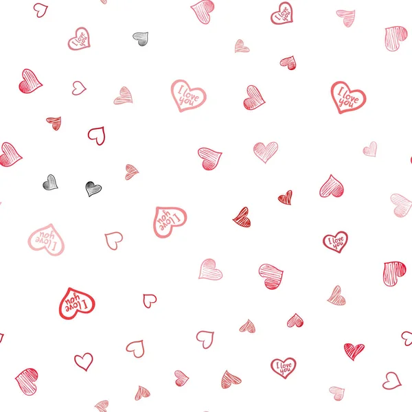 Light Red Vector Seamless Texture Lovely Hearts Illustration Hearts Love — Stock Vector
