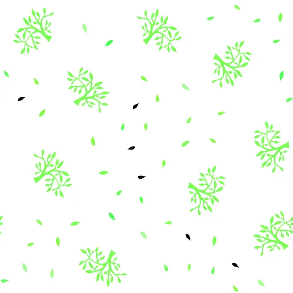 浅绿色矢量无缝抽象背景与叶子 全新的彩色插图 有叶子和树枝 百叶窗 窗帘的纹理 — 图库矢量图片