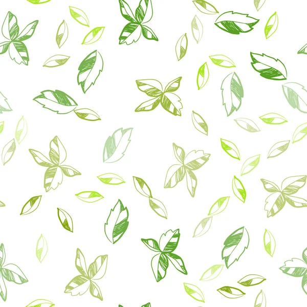 Light Green Yellow Vector Seamless Doodle Background Leaves Creative Illustration — Stock Vector