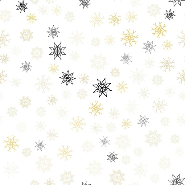 Verde Claro Textura Sin Costuras Vector Amarillo Con Copos Nieve — Vector de stock