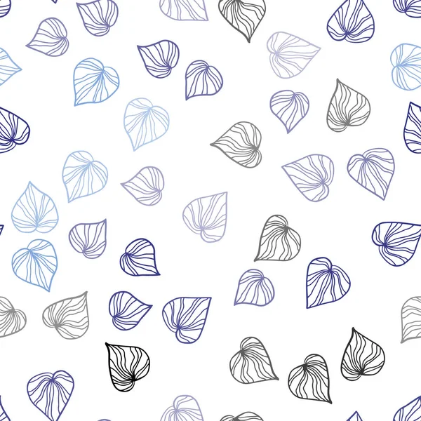 Light Pink Blue Vector Seamless Doodle Pattern Leaves Leaves Blurred — Stock Vector