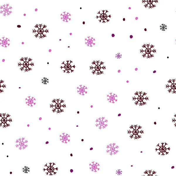 Dunkelrosa Vektor Nahtlose Textur Mit Farbigen Schneeflocken Glitzernde Abstrakte Illustration — Stockvektor