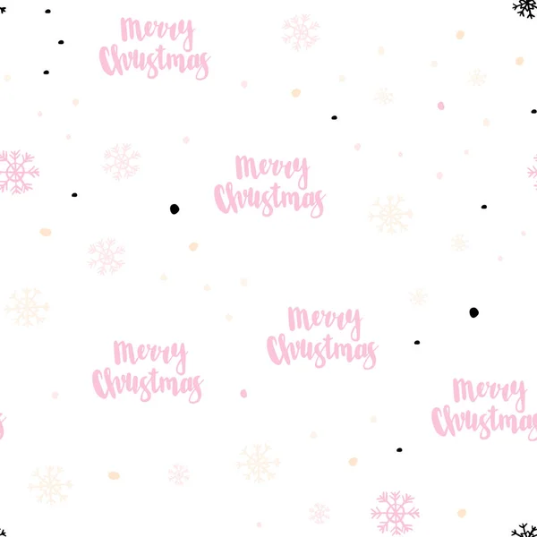 Light Pink Yellow Layout Vetor Sem Costura Com Flocos Neve — Vetor de Stock