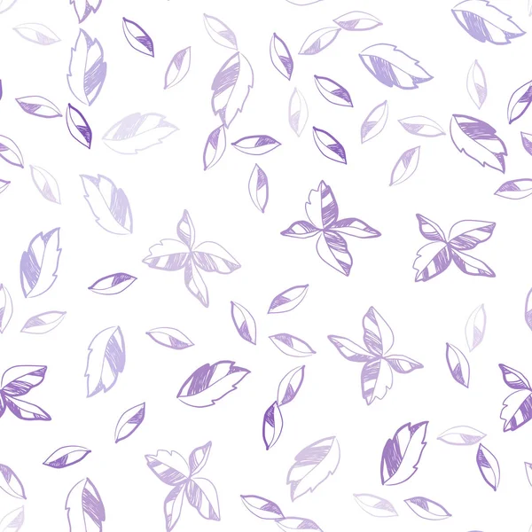 Vecteur Violet Clair Motif Naturel Sans Couture Avec Des Feuilles — Image vectorielle