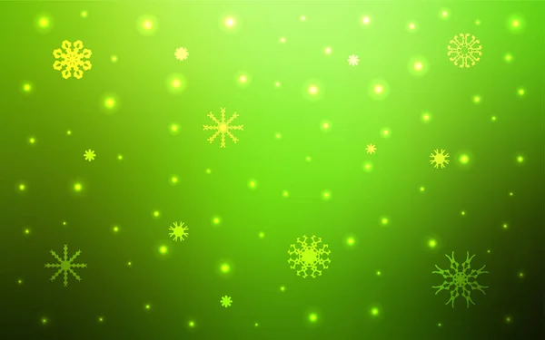 Ljus Grön Vektor Mönster Med Jul Snöflingor Glitter Abstrakta Illustrationen — Stock vektor