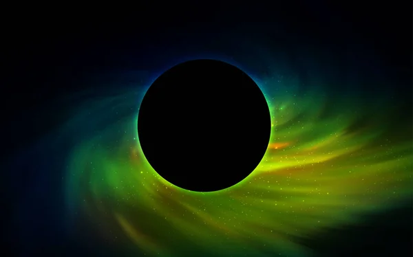 Tmavě Modrá Zelená Vektorové Rozložení Černou Dírou Vesmír Ilustrace Barevné — Stockový vektor