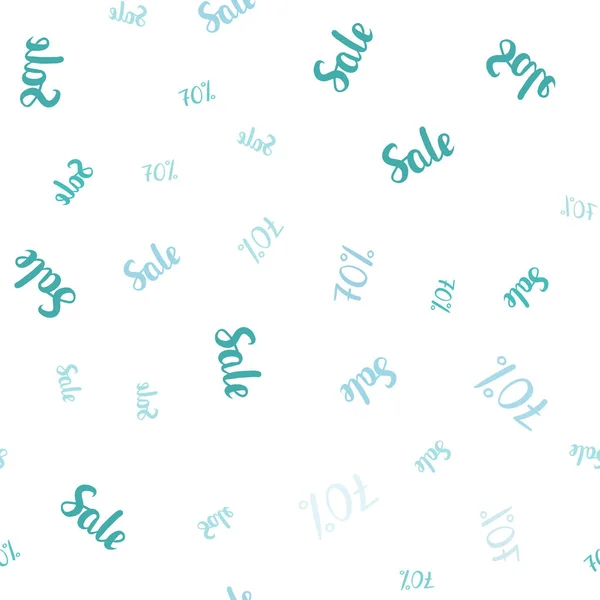 浅蓝色矢量无缝模板与70 的销售 五颜六色的百分比符号集在简单的风格 季销售 购物广告模板 — 图库矢量图片