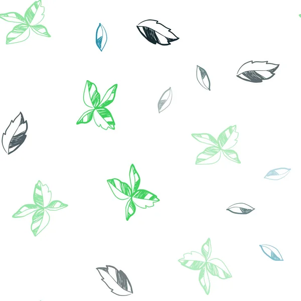 Jasnoniebieski Eleganckie Tło Wektor Zielony Liści Brokat Abstrakcja Ilustracja Gryzmoły — Wektor stockowy