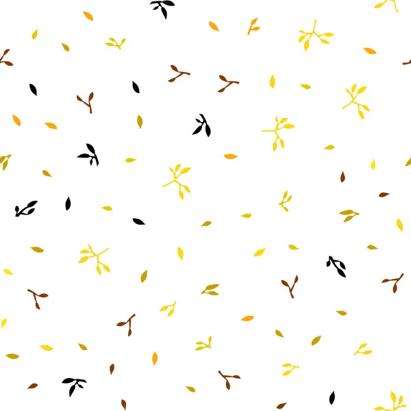 Fond Sans Couture Vecteur Jaune Clair Doodle Avec Des Feuilles — Image vectorielle