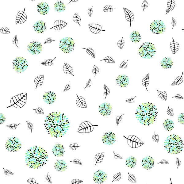 Γαλάζιο Πράσινο Διάνυσμα Απρόσκοπτη Κομψό Υπόβαθρο Φύλλα Λουλούδια Πολύχρωμη Εικονογράφηση — Διανυσματικό Αρχείο