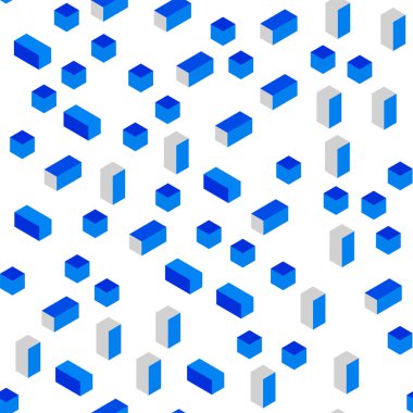 Hafif mavi vektör desen kare tarzı kesintisiz, izometrik. Glitter soyut resim dikdörtgen şekiller ile. Tasarım için duvar kağıdı, kumaş üreticileri.