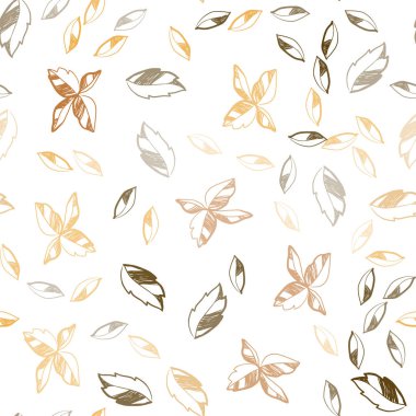 Işık turuncu vektör sorunsuz zarif duvar kağıdı yaprakları ile. Belirsiz bir soyut illüstrasyon yaprakları karalamalar tarzı ile. Desen tasarım pencere panjur, perdeler.