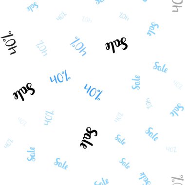 Satış % 40 belirtileri ile sorunsuz arka plan ışık mavi vektör. Degrade illüstrasyon indirimli beyaz zemin üzerinde imzalar. İşletme reklamları, reklam için tasarım.