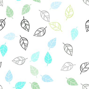 Açık mavi, sarı vektör sorunsuz doodle arka plan yaprakları ile. Bulanık tarzı ile yaratıcı şekilde bırakır. Desen için modaya uygun Kumaş, duvar kağıtları.