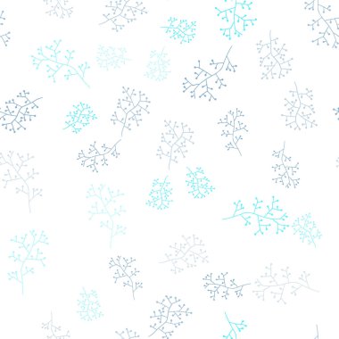 Pembe ışık, vektör sorunsuz doodle şablonu dalları ile mavi. Yaprakları ve dalları ile yeni renkli resimde. Kartvizit, Web siteleri için şablon.