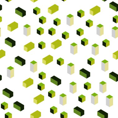 Açık yeşil, sarı vektör kesintisiz, izometrik kapak poligonal tarzı. Modern Soyut illüstrasyon renkli dikdörtgenler ile. Desen için modaya uygun Kumaş, duvar kağıtları.