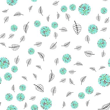 Işık yeşil vektör yaprak, çiçek ile sorunsuz doodle düzeni. Yaprak ve çiçek ile zarif bir parlak örnek. Desen için modaya uygun Kumaş, duvar kağıtları.