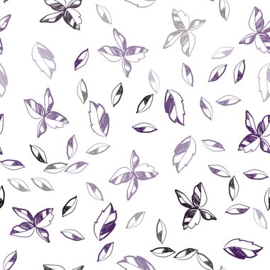 Koyu pembe vektör sorunsuz doodle doku yaprakları ile. Doodle yaprakları gradyan ile Origami tarzında Illustration. Tekstil, kumaş, duvar kağıtları için tasarım.