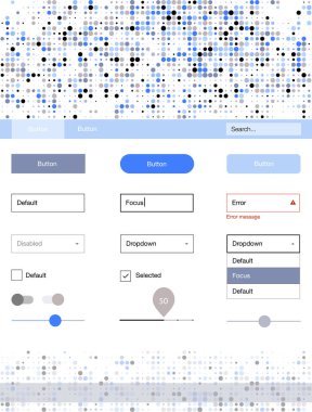Açık mavi, sarı vektör UI kiti noktalı. Web Kullanıcı arabirimi kiti başlığını soyut degrade daireler ile. Açılış sayfanız için modern şablon.