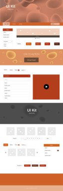 Işık turuncu vektör tasarım UI kiti eğri daireler ile. Degrade yarı ton mermer stiliyle yaratıcı çizimde. Bu örnek için sitesidir.
