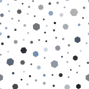 Koyu mavi vektör altıgen şekillerle sorunsuz düzeni. Beyaz yüzey üzerinde renkli altıgenler Illustration. Marka kitap için yeni şablon.