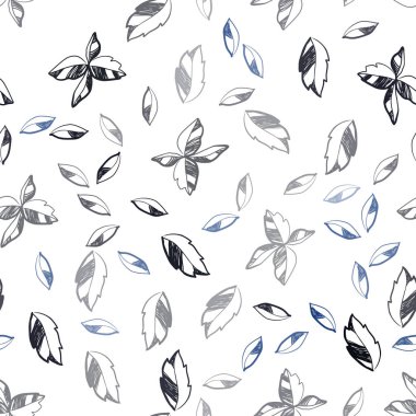 Koyu mavi yaprakları ile sorunsuz soyut tasarım vektör. Modern geometrik soyut illüstrasyon ile bırakır. Desen için modaya uygun Kumaş, duvar kağıtları.