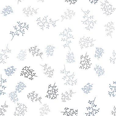 Koyu mavi vektör dalları ile seamless doğal modeli. Renkli resimde doodle tarzı yapraklar, dallar ile. Desen tasarım kumaş, duvar kağıtları.