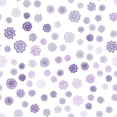 Hafif mor vektör parlak kar taneleri ile sorunsuz düzeni. Parlayan illüstrasyon kar Noel tarzı ile renkli. Desen tasarım pencere panjur, perdeler.