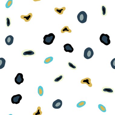 Açık mavi, vektör küreler ile seamless modeli sarı. Bulanık damla Glitter soyut Illustration yağmur. Desen için modaya uygun Kumaş, duvar kağıtları.