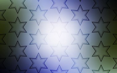 Açık mavi, gökyüzü yıldız şablonuyla vektör yeşil. Yıldız ile basit tarzda bulanık dekoratif tasarım. Şablon Satıyoruz telefon arka planları için.