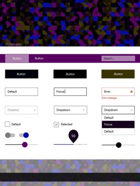 Karanlık çok renkli vektör küreler web UI kiti. Başlığını renkli gradyan daireler modern stil kılavuzu. Bu web siteleri için kullanabileceğiniz şablon.