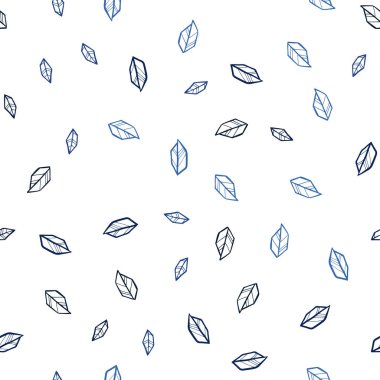 Koyu mavi vektör yaprak ile sorunsuz zarif duvar kağıdı. Renkli resimde doodle tarzı yaprakları ile. Tekstil, kumaş, duvar kağıtları için tasarım.