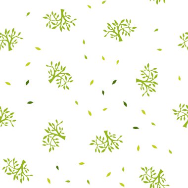 Açık yeşil, sarı vektör yaprak, sorunsuz doodle şablonuyla dalları. Soyut illüstrasyon yapraklar, dallar karalamalar tarzı ile. Desen için modaya uygun Kumaş, duvar kağıtları.